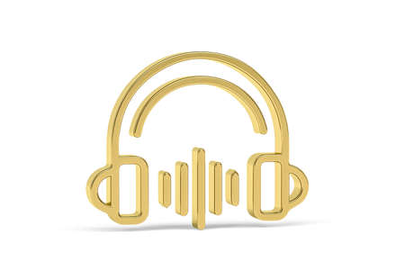 Golden 3d music icon isolated on white background - 3d renderの写真素材