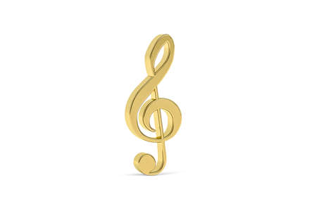 Golden 3d music icon isolated on white background - 3d renderの写真素材