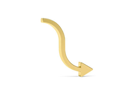Golden 3d arrow icon isolated on white background - 3D renderの写真素材