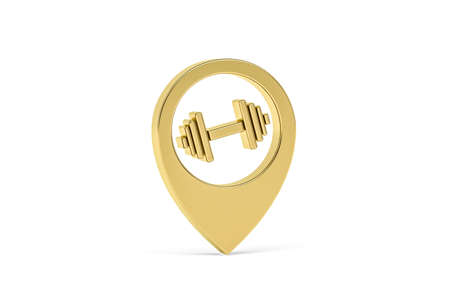 Golden 3d fitness icon isolated on white background - 3D renderの写真素材