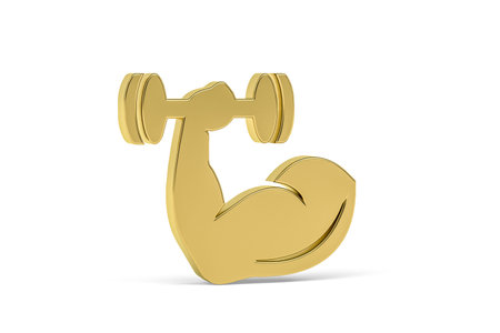 Golden 3d fitness icon isolated on white background - 3D renderの写真素材