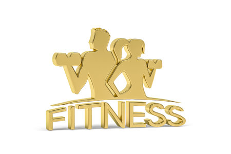 Golden 3d fitness icon isolated on white background - 3D renderの写真素材