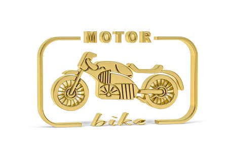 Golden 3d motorbike icon isolated on white background - 3D renderの写真素材