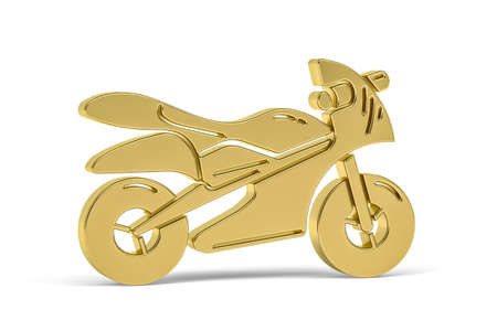 Golden 3d motorbike icon isolated on white background - 3D renderの写真素材