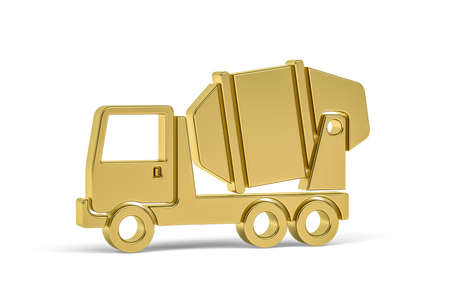 Golden 3d lorry icon isolated on white background - 3d renderの写真素材
