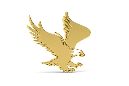 Golden 3d eagle icon isolated on white background - 3d render