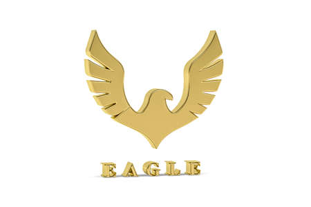 Golden 3d eagle icon isolated on white background - 3d renderの写真素材