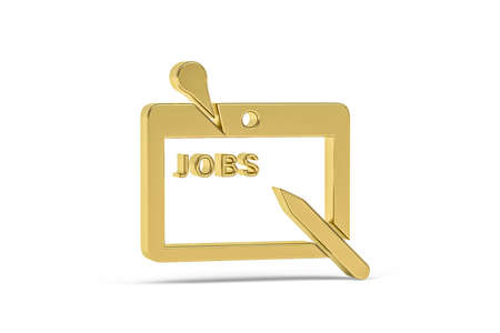 Golden 3d jobs icon isolated on white background - 3d renderの写真素材
