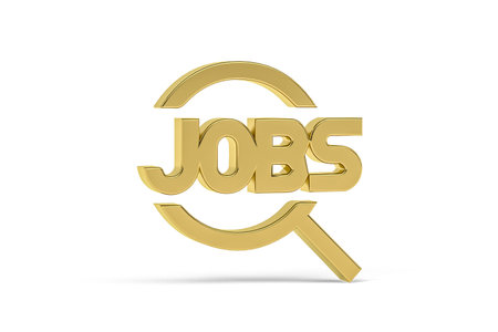 Golden 3d jobs icon isolated on white background - 3d render
