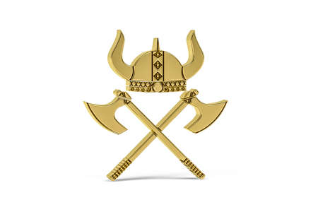 Golden 3d vikings icon isolated on white background - 3d renderの写真素材