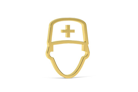 Golden 3d doctor icon isolated on white background - 3D renderの写真素材