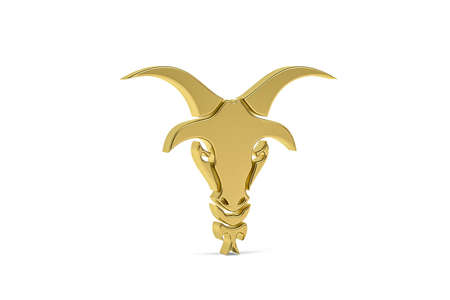 Golden 3d goat icon isolated on white background - 3d renderの写真素材