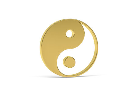 Golden 3d Chinese culture icon isolated on white background - 3d renderの写真素材