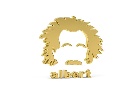 Golden 3d scientist icon isolated on white background - 3d render