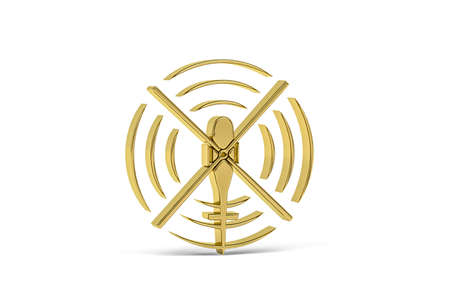 Golden 3d helicopter icon isolated on white background - 3d renderの写真素材