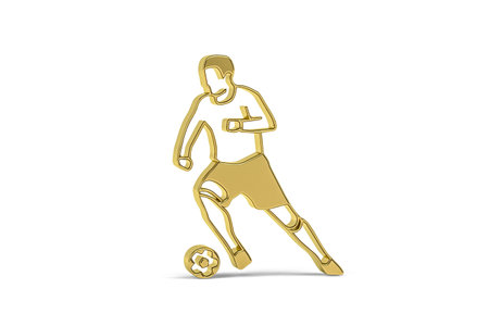 Golden 3d soccer player icon isolated on white background - 3d renderの写真素材