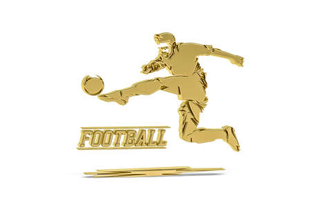Golden 3d soccer player icon isolated on white background - 3d renderの写真素材