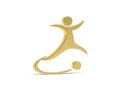 Golden 3d soccer player icon isolated on white background - 3d renderの写真素材