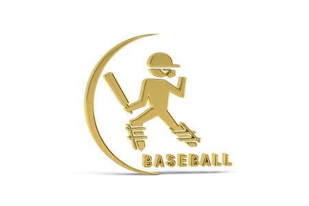 Golden 3d baseball player icon isolated on white background - 3d renderの写真素材