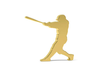 Golden 3d baseball player icon isolated on white background - 3d renderの写真素材