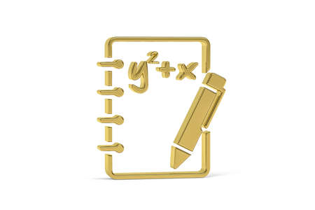 Golden 3d math icon isolated on white background - 3d renderの写真素材