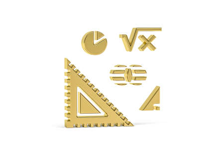 Golden 3d math icon isolated on white background - 3d renderの写真素材