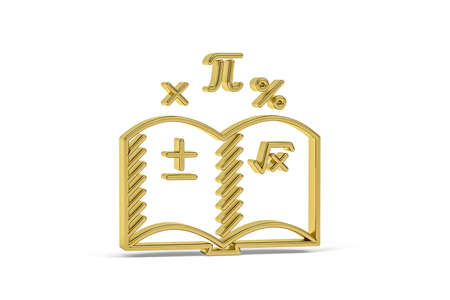 Golden 3d math icon isolated on white background - 3d renderの写真素材