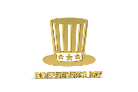 Golden 3d independence day icon isolated on white background - 3d renderの写真素材