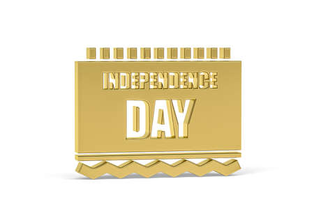 Golden 3d independence day icon isolated on white background - 3d renderの写真素材
