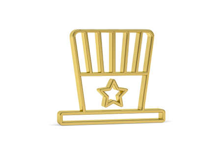 Golden 3d independence day icon isolated on white background - 3d renderの写真素材