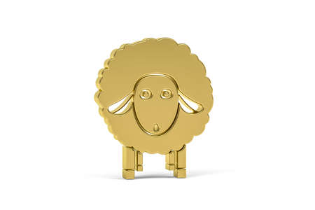 Golden 3d sheep icon isolated on white background - 3d renderの写真素材
