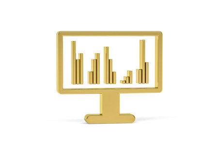 Golden 3d graph icon isolated on white background - 3d render