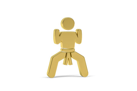 Golden 3d karate icon isolated on white background - 3d renderの写真素材