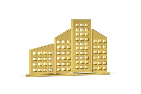 Golden 3d city icon isolated on white background - 3D render