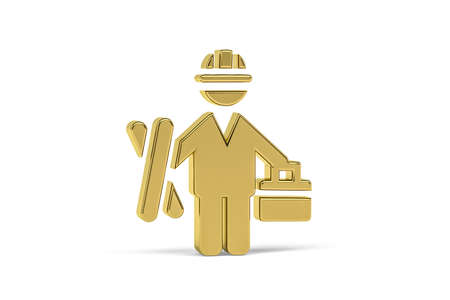 Golden 3d architect icon isolated on white background - 3d renderの写真素材