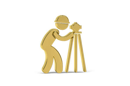 Golden 3d architect icon isolated on white background - 3d renderの写真素材