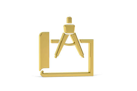 Golden 3d architect icon isolated on white background - 3d renderの写真素材