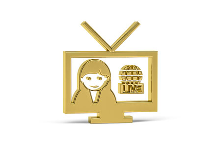 Golden 3d journalist icon isolated on white background - 3d render