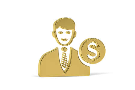 Golden 3d economist icon isolated on white background - 3d renderの写真素材
