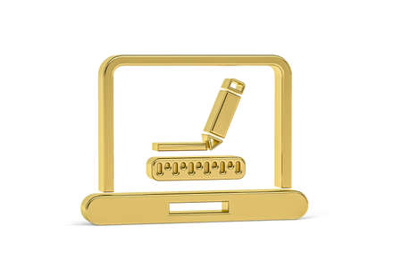 Golden 3d graphic designer icon isolated on white background - 3D renderの写真素材