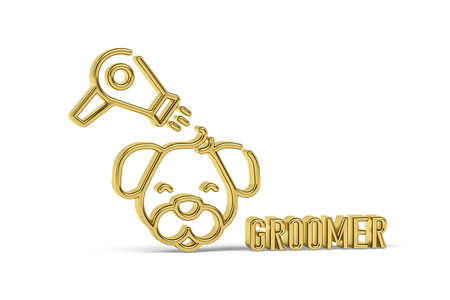Golden 3d groomer icon isolated on white background - 3d renderの写真素材