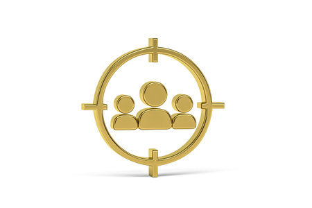 Golden 3d headhunter icon isolated on white background - 3d renderの写真素材