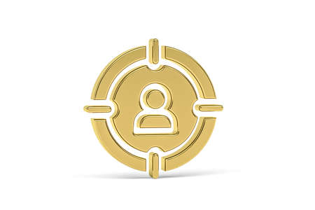 Golden 3d headhunter icon isolated on white background - 3d renderの写真素材