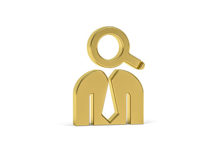 Golden 3d headhunter icon isolated on white background - 3d renderの写真素材