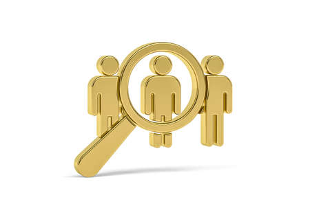 Golden 3d headhunter icon isolated on white background - 3d renderの写真素材