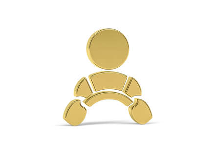 Golden 3d driver icon isolated on white background - 3d renderの写真素材