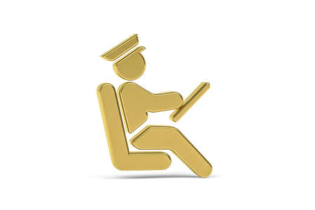 Golden 3d driver icon isolated on white background - 3d renderの写真素材
