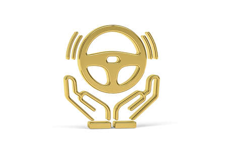 Golden 3d driver icon isolated on white background - 3d renderの写真素材