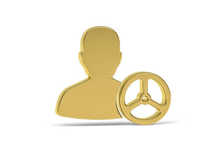 Golden 3d driver icon isolated on white background - 3d renderの写真素材