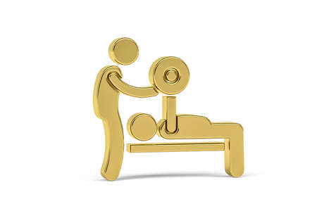 Golden 3d fitness instructor icon isolated on white background - 3d renderの写真素材